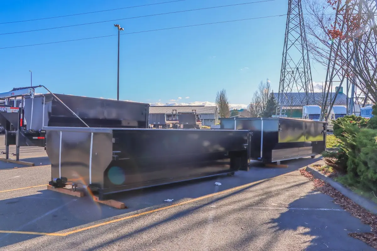 Roll-off dumpster ready for waste disposal at job site for Construction Dumpster Rental in Nixa